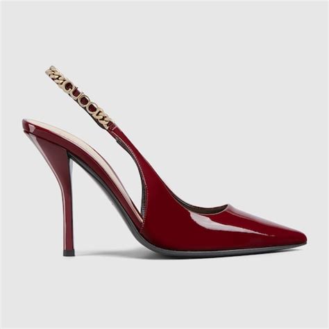 Gucci Signoria slingback pump in Bordeaux Leather 